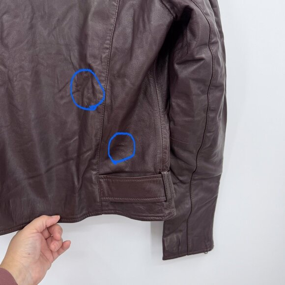 Quince Women's Port Leather Motorcycle Jacket sz M Medium Sheep Leather Belted - Picture 15 of 16